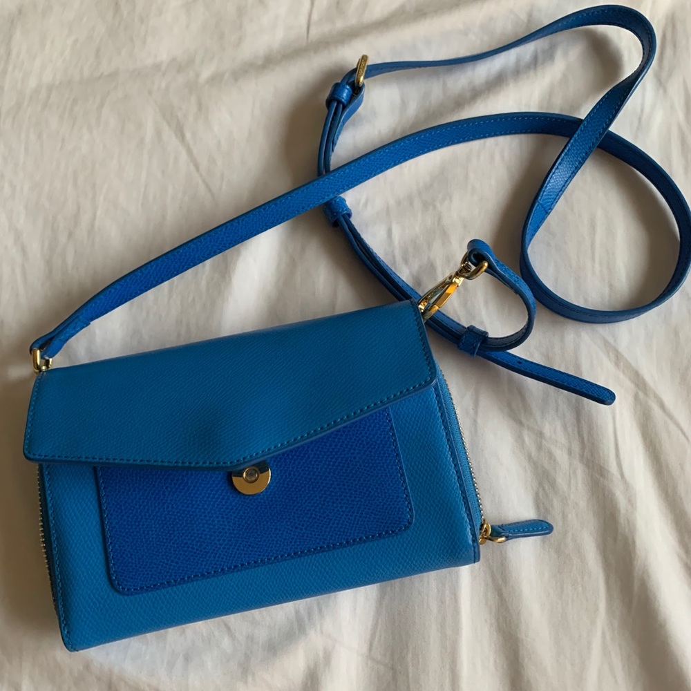Vera Bradley Blue Leather Small Clutch Crossbody - Picture 3 of 3